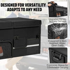 Foldable Car Trunk Organizer with Multi-Compartment – Expandable 30-60L Storage Bin, Side Mesh Pockets, Waterproof 600D Oxford Cloth, Car Accessories for SUV/Truck/Sedan, Beige, 23.6"x13.0"x11.8"