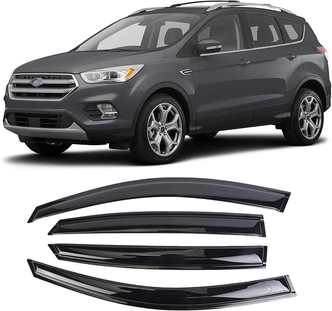 Tape-On Window Visors Deflectors Rain Guards 4 Piece Set ‎Compatible with 2013-2019 Ford Escape 94383