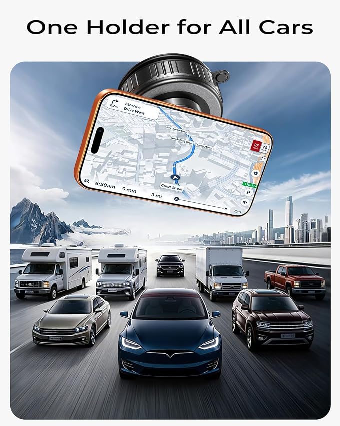 2-Pack【Upgraded】 for Magsafe Car Mount [119+LBS Suction & Metal] 360° Adjustable Magnetic Phone Holders for Your Car Cell Phone Vacuum Mount for Car Accessories for iPhone 17 16 Pro Max 15