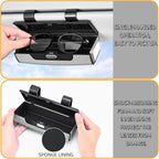 Car Sunglasses Holder for Sun Visor, Button Leather Eyeglass Hanger and Interior Storage Box