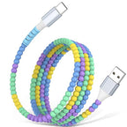 USB A to USB C Cable 3FT,Beaded Charger Cord for iPhone 17 16 Pro Max 17e 15 Car play,Type C Cute Car Charger Cord for iPad 10 11th A16/Samsung S26 S25 S24 S23 FE/Android Phone Girls Women,BlueYellow