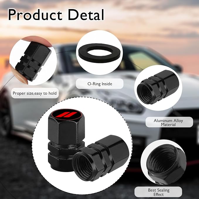 4Pack Sports Tire Valve Caps Universal Tire Air Cap Valves Stem Covers | Aluminum Alloy Rust-Proof Corrosion Resistant Leak-Proof Valve Stem Caps,for Auto SUV Truck Bicycle,Sports Gifts for Drivers