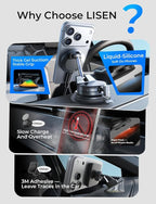 for 15W Magsafe Car Mount Charger, Magnetic Phone Holders for Your Car, Magnetic Wireless Car Charger, Suction Phone Mount for Car Accessories, Car Mount for iPhone 17 Pro Max 16 15 14 13 12 | [Lever Lock & Easiest Mount] Magsafe Car Mount Charge...
