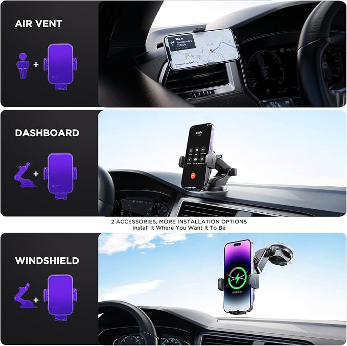 Wireless Car Charger,【7 Colored RGB Backlit】 15W Auto Clamping Phone Holders for Your car fit for iPhone 16 15 14 Mini Pro Max, Samsung Galaxy S25 Ultra S24 S23+, etc, Fathers Day for Gifts