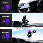 Wireless Car Charger,【7 Colored RGB Backlit】 15W Auto Clamping Phone Holders for Your car fit for iPhone 16 15 14 Mini Pro Max, Samsung Galaxy S25 Ultra S24 S23+, etc, Fathers Day for Gifts