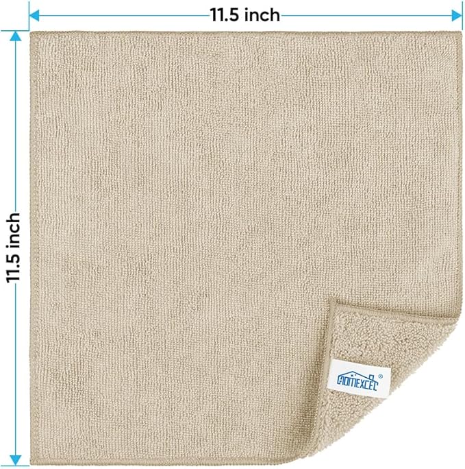 Brown Microfiber Cleaning Cloth, 12 Pack Premium Microfiber Towels for Cars, Lint Free, Scratch-Free, Highly Absorbent, Reusable Cleaning Rags for Car, Household, Kitchen, Window, 11.5"X11.5"