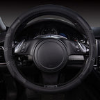 Line Rider Microfiber Leather Sporty 14.5-15 inch Steering Wheel Cover Universal Fits for 95% Truck,SUV,Cars, Anti-Slip Safety Comfortable Design (Black Carbon Fiber)