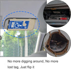 Handicap Placard Holder for Auto, Disabled Parking Permit Sign Protector for Car Sun Visor with Note Paper Slot, Pen Holder and Elastic Strap - Khaki