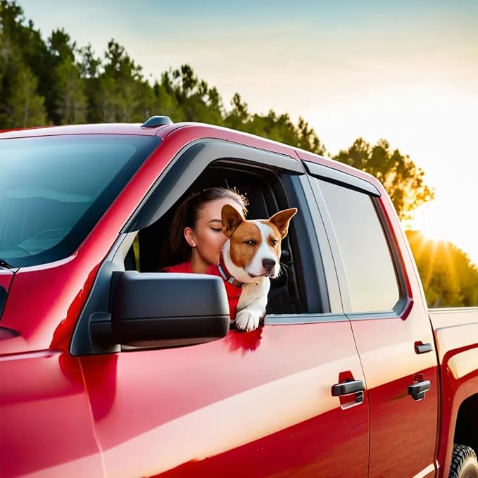 Window Visors Rain Guards for Silverado Sierra 1500 2500HD 3500HD Crew Cab | 2007-2014, Fit Avalanche/Suburban/Yukon XL, Window Deflectors, Vent Visor, Sun Shades, Window Shields, Truck Accessories