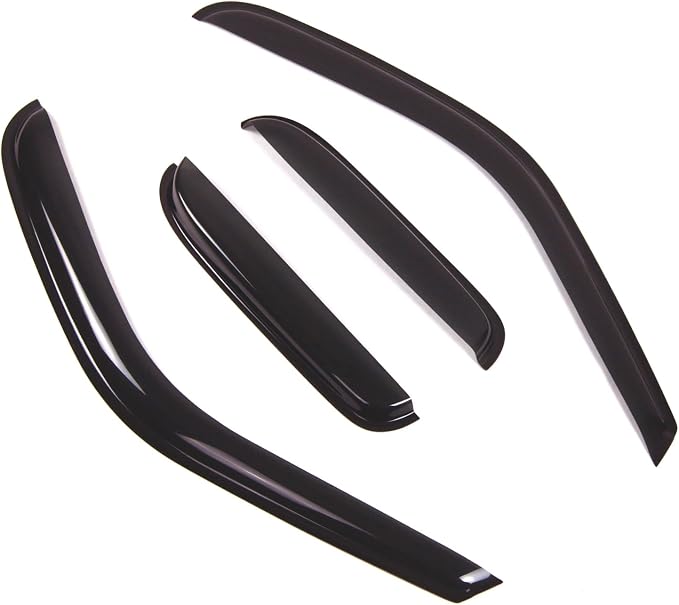 WD2-459 Dark Smoke 4 Pcs Set Window Visor (Outside Mount) Deflector Rain Guard Compatible with 2000-2006 Toyota Tundra Access Cab/Extended Cab