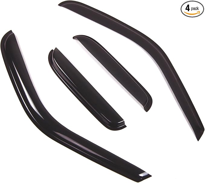Outside Mount Window Vent Visors Rain Guards | Side Window Wind Deflectors Rain Shields | Smoke Tinted, 4 Pcs Set, DGWV-459