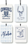 Blue Western Coastal Car Air Freshener 4 Pcs, Preppy Horseshoe Cowgirl Boots Hat Beach Hanging Air Freshener for Closet Drawer Books, Western Beachy Car Accessories Mirror Decor for Women