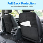 Back Seat Cover for Kids – 2 Mesh Pockets + 1 X-Large Storage Organizer, Waterproof Car Seat Back Protector for Vehicles, Protects Upholstery from Dirt, Mud & Scratches, Black (2)