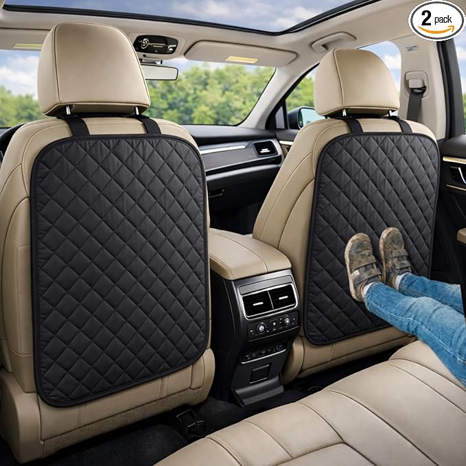 2 Pack Car Back Seat Cover and Organizer Protector from Dirt Scratches Mud Universal Fit All Automotive Model Vehicle Type Waterproof Durable Preventing the Impact of Children Step Kick 17"x25"
