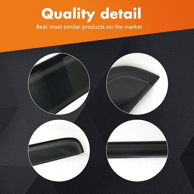 4Pcs Set Tape-On Rain Guards Window Visors for Hyundai Sonata 2020-2024 Window Deflectors Black