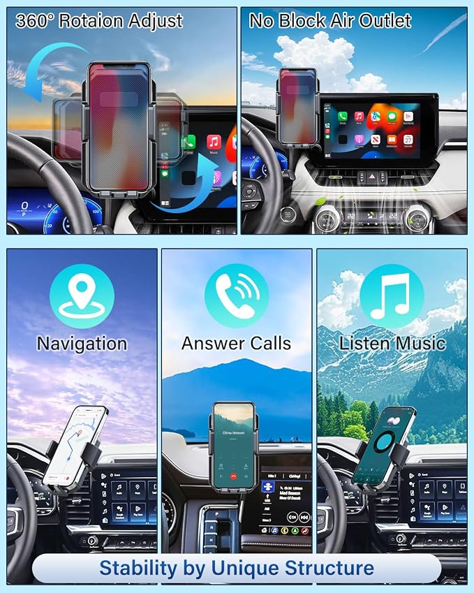 PZK Car Phone Holder for 2022-2026 Chevy Silverado/GMC Sierra 13.4'' Screen | Auto Lock Chevy CellPhone Mount 360° Rotation Hands-Free Silverado LT/RST/ZR2/LTZ/LT Trail Boss/High Country Accessories