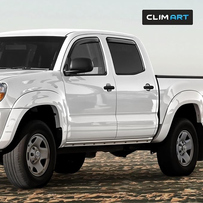 in-Channel Incredibly Durable Rain Guards for Toyota Tacoma 2005-2015 Double Cab, Original Window Deflectors, Vent Deflector, Vent Window Visors, Truck Accessories 4 pcs- 605085