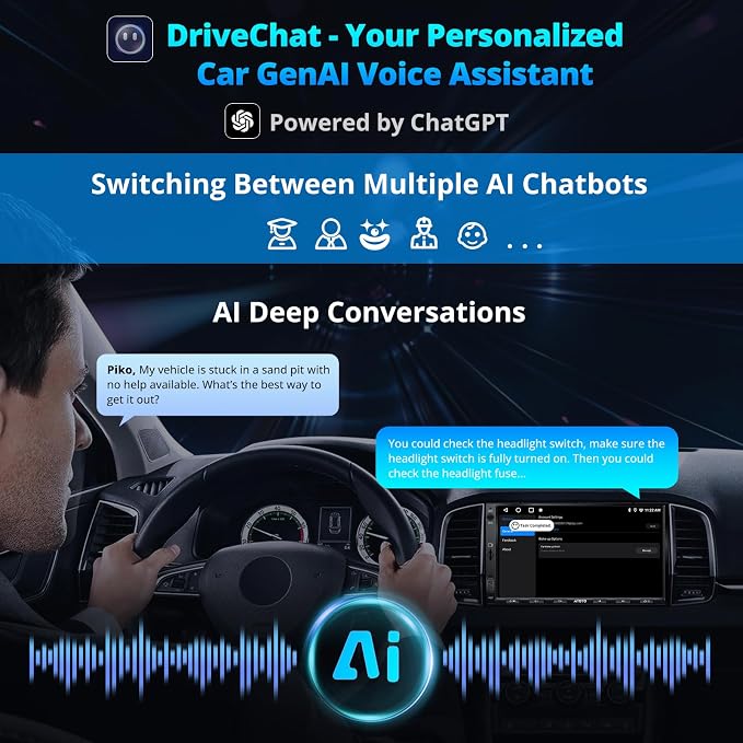 A5L 7'' Android Double DIN Car Stereo with 1080P Front Dash Cam, Wireless CarPlay & Android Auto, DSP 24-Band EQ, HDMI Out, FM/AM/SS Radio, WiFi/BT/USB Tethering, GPS Track,AI Voice Control