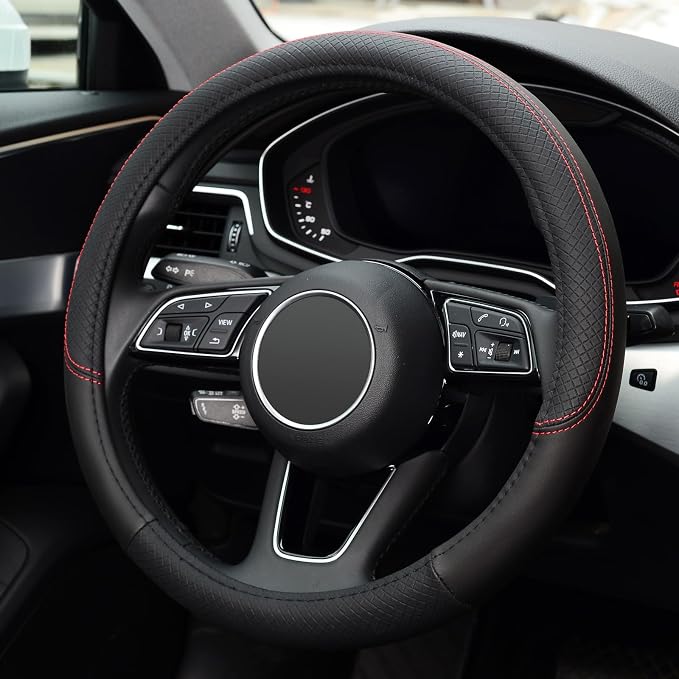 Steering Wheel Cover, Universal Fit 15 Inch Microfiber Leather Car Wheel Protector, Anti-Slip, Black