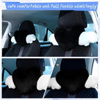 2 Pcs Plush Heart Shaped Pillow with Angel Wings Car Headrest Soft Comfortable Seat Pillow for Driving Travelling Room Office Car Decor, 19.7 x 8.3 Inch(Black)
