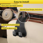 Wide Purse Hook for Car, Twin Hook Leather Car Headrest Hangers, Car Seat Back Storage Hook, Headrest Hooks Purse Bag Holder for Car Universal Fit Sedan Trucks SUVs Most Vehicles (Black-2PCS)