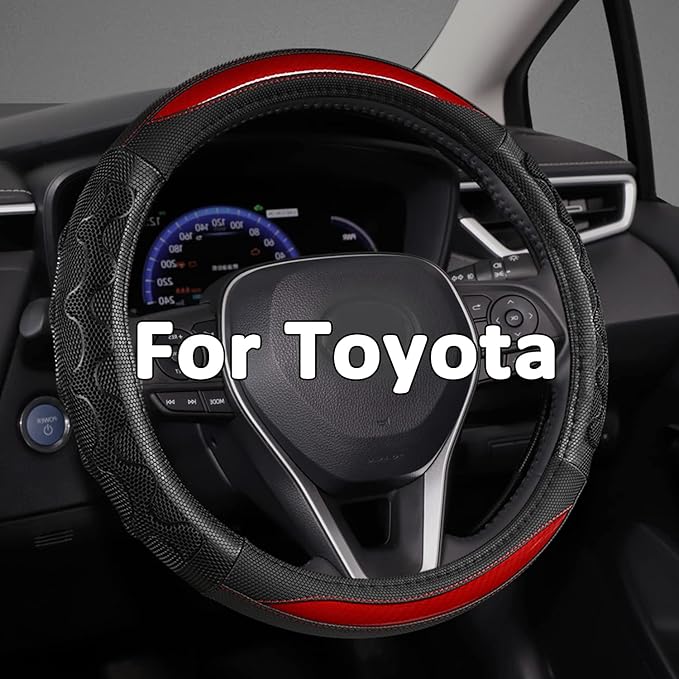 Steering Wheel Cover for Toyota, Auto Car Steering Wheel Cover for Toyota Highlander Rav4 Corolla Camry,Standard Size - Red