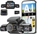 AI Dash Cam Front Rear Inside with Driver Monitor System, 360° Car Camera 4K, 4 Channel Camera for Cars, WiFi GPS, Dashcam 64GB SD Card, Night Vision, 24H Parking Mode, Upgrade DMS V8Plus