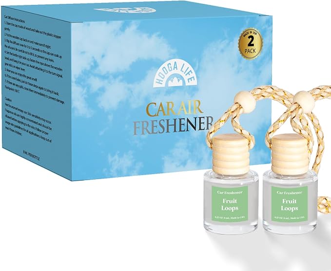 Car Air Freshener Diffuser 2 Pack Hanging Fruit Loops Car Air Freshener for Women 45+ days Long Lasting Fragrance Made in USA (F22)