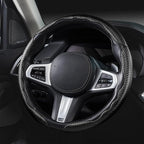 Steering Wheel Cover Carbon Fiber Car Steering Wheel Cover Accessories 14.5-15 inch Universal (Black)