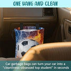 Car Garbage Bag Soccer Ball with Water and Fire Drawstring Car Trash Bag Hanging for Back Seat with Adjustable Buckle Canvas Vehicle Trash Can Easy-to-Install