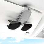 Sunglasses Holder for Car, Leather Magnetic Buckle Sun Visor Sunglass Clip, Ticket Card Storage Glasses Clip, Car Interior Accessories for Men and Women（Gray）
