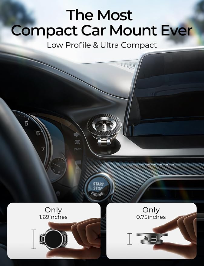 for MagSafe Car Mount for iPhone 17 Pro Max [24 Strong Magnets] Magnetic Phone Holder for Car Dashboard Magnet Phone Mount Car Cell Phone Holder for iPhone 17 Pro Max 16 15 14 13, Carbon Fiber