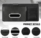 Car Sun Visor Organizer, Carbon Fiber Visor Glasses Tissue Card Holder Storage Pocket Pouch, Multifunctional Auto Sunshade Organizer Case Bag for Pens Documents Napkin, Universal Fit (Black)