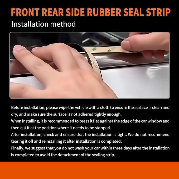 13.12FT Front Rear Side Rubber Seal Strip Car Door Window Trim Self Compatible with Adhesive Weatherstrip Rubber Seal Protector Guard Strip