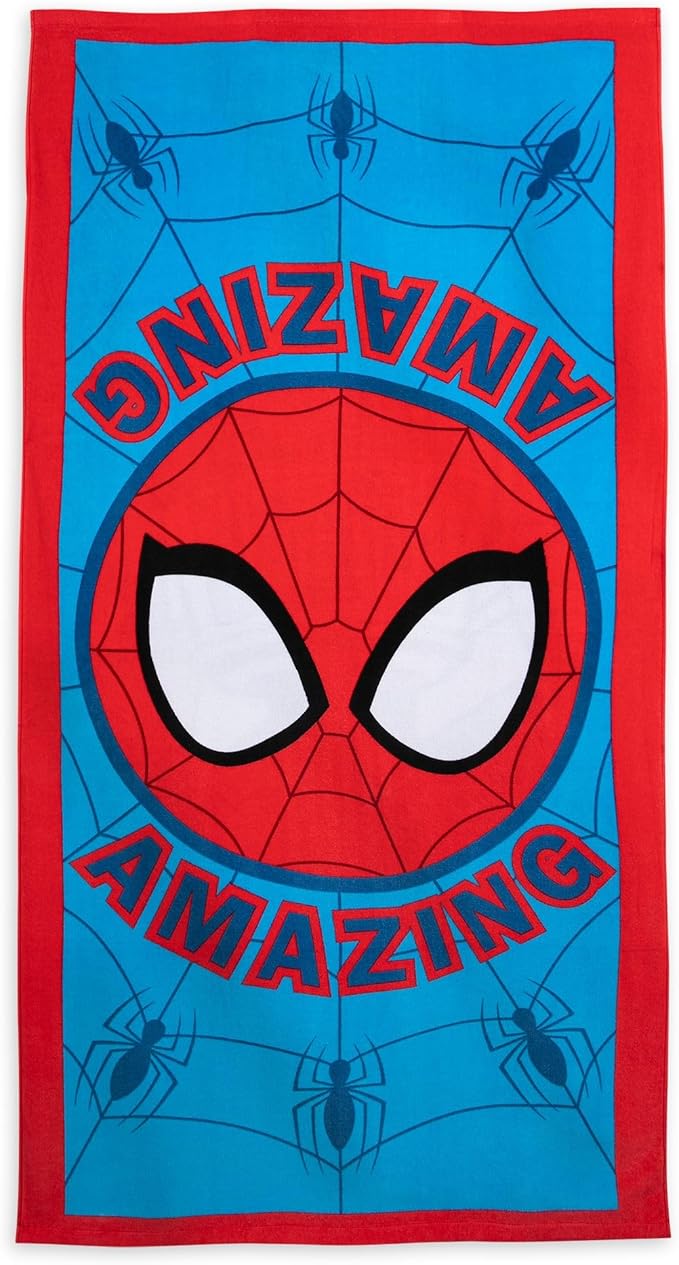 Store Official Spider-Man Beach Towel with Amazin Spidey Screen Art on Topside - Measures 29" x 58" - Soft & Absorbent for Pool or Beach - Gift & Bath Towels for Kids Who Love Spider-Man