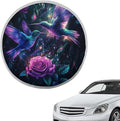 Hummingbird Rose Steering Wheel Cover Sun Shade 17 inch Anti-Heat Steering Wheel Sunshade,Block UV Rays Cool in Summer,Steering Wheel Accessories for Women,Universal for Cars SUV Truck Van