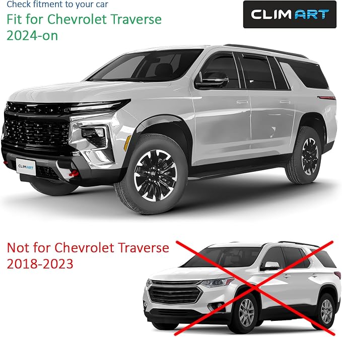 in-Channel Incredibly Durable Rain Guards for Chevrolet (Chevy) Traverse 2024-2026, Original Window Deflectors, Vent Window Visors, Vent Deflector, 4 pcs. - 624223