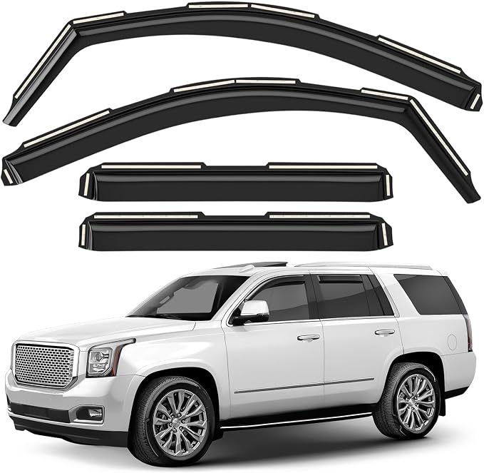 GrandWheel Window Deflectors Smoke Tinted in-Channel Side Window Vent Visor Deflectors Rain Guards Compatible with Yukon 2015-2020 - 4pcs. GW0868