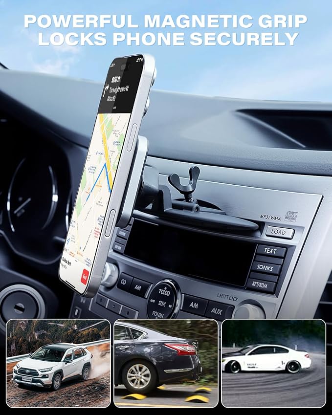 for Magsafe CD Phone Holder for Car [20 N55 Ultra Strong Magnets] Magnetic CD Player Phone Mount, Stable CD Slot Phone Mount for iPhone 17 16 15 14 13 12 Mini Pro Pro Max Plus & Magsafe Case