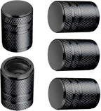 Tire Valve Stem Caps - (5 Pack) Metal Air Caps with Plastic Liner, Corrosion Resistant, Leak-Proof, Universal Stem Covers for Cars Trucks Motorcycles and Bikes - Black