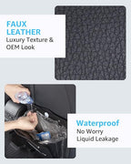 Trash Can for Tesla Model Y 2020-2026 Garbage Bag [Strong Magnetic Buckle] with LED Light 1PCS Backseat Hanging Garbage Bin Waterproof Faux Leather Model Y Interior Accessories 2.5 Gallons