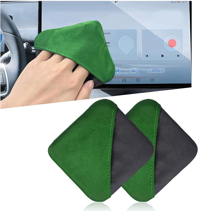 2 PCS Car Screen Cleaner, Microfiber Auto Screen Cleaning Pad, Foldable Touch Screen Cleaner Cloth for Vehicle Dashboard LCD Display, Car Cleaning Kits (Green&Gray)