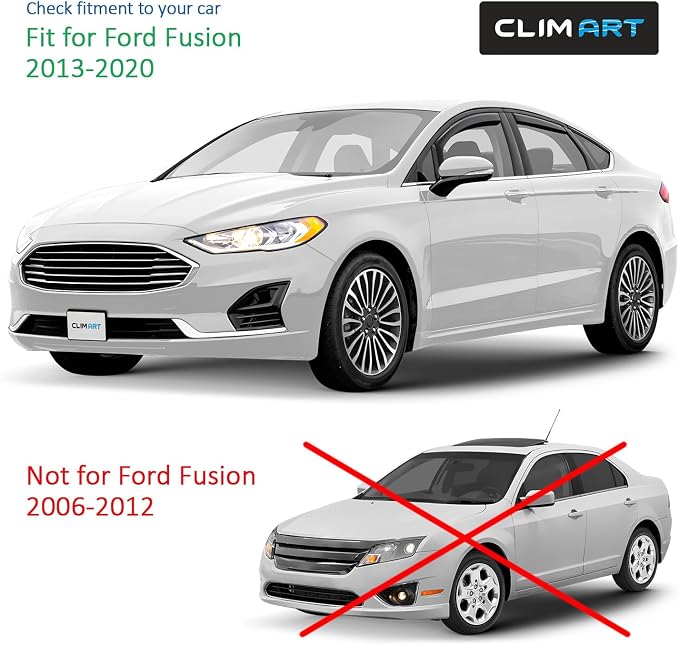 in-Channel Incredibly Durable Rain Guards for Ford Fusion 2013-2020, Original Window Deflectors, Vent Window Visors, Vent Deflector, 4 pcs. - 613112