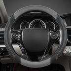 Microfiber Leather Steering Wheel Cover for Honda Accord,Civic,CR-V,HR-V,Pilot(Black+Gray-Standard Size)