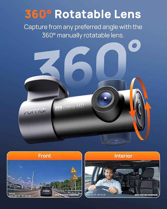 M310 Plus 4K Dash Cam Front with Night Vision, 140° Wide Angle Dash Camera for Cars, WiFi Dashcam with App, Parking Mode, G-Sensor, Loop Recording, Voice Control, Easy Install Car Camera