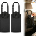 Car Trash Bag, Hanging Car Garbage Bag with Elastic Top Opening & Bottom Removable Opening, Washable Polyester Litter Bin for Car Seat Back, Travel, SUV, Truck, Black, Pack of 2