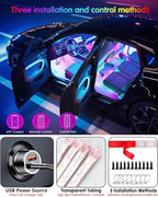 72 LED USB Interior Car Strip Lights Dream Color RGB-IC 12V DC with App RF Remote Control Multicolor Footwell Under Dash Chasing Inside Light Kits Music Sync Mode LED Lights for Cars Truck ATV UTV