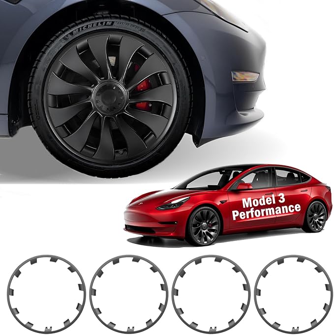 Rim Protector for Tesla 2017-2023 Model 3 Performance 20 Inch Überturbine Wheels All-in-one Car Tire Trim Rings Rim Case Hubcaps Wheel Cover Model 3 Performance Accessories