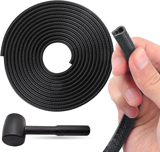 Car Door Edge Guards Black, 32.8Ft(10M) Car Door Edge Protector Rubber U Shape Edge Trim Universal Fit for Jeep Trucks Offroad SUV All Vehicles with Rubber Mallet(Black 32.8FT)