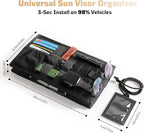 Tactical MOLLE Sun Visor Organizer - Multi Pockets Car Visor Panel with Zipper Pouch, Detachable Photo/Info Panel & Glasses Clip for EDC Gear